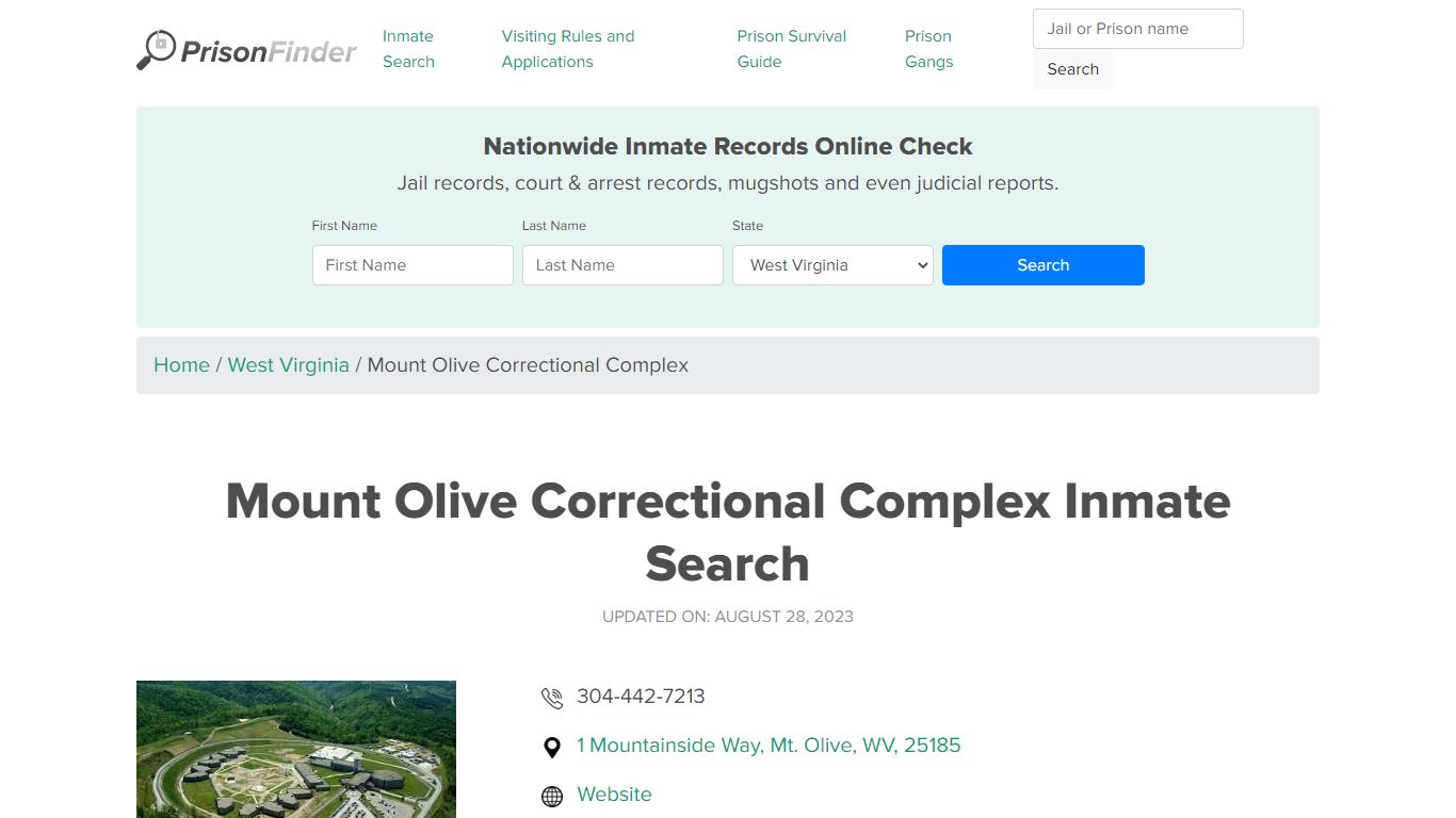 Mount Olive Correctional Complex Inmate Search - Prisonfinder.org