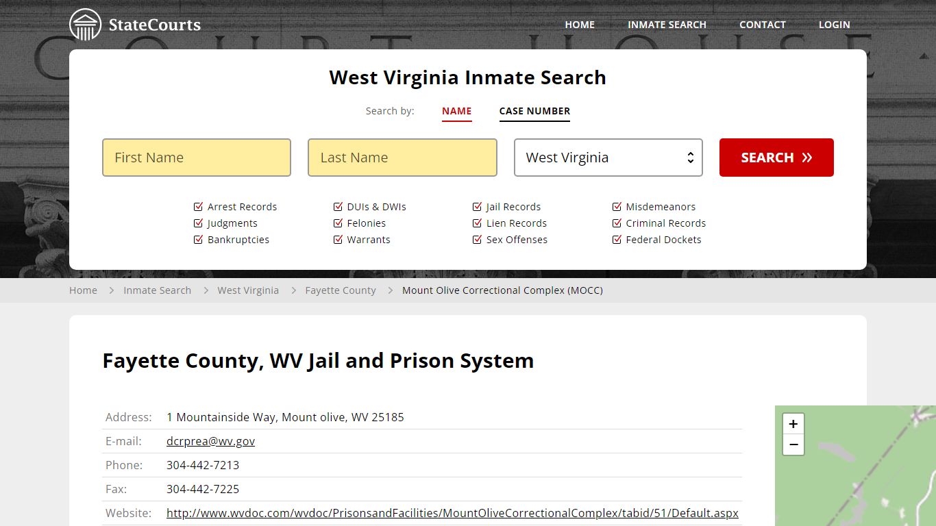 Mount Olive Correctional Complex (MOCC) Inmate Records Search, West ...