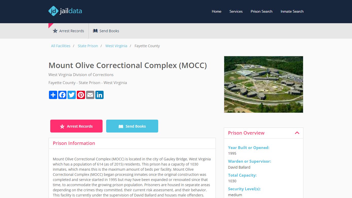 Mount Olive Correctional Complex (MOCC) Inmate Search and Prisoner Info ...